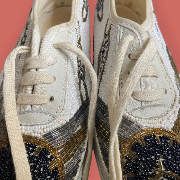 🎉 HP 🕰️ VTG RARE 90s COLORWERKS BEADED CLOCK CASUAL SNEAKERS SZ 10 - Picture 2 of 15